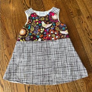 Scwildflours Handmade bird floral print A-line jumper tank dress size 4T